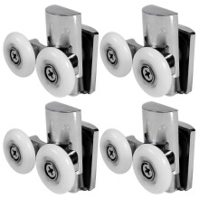 4Pcs Shower Door Wheels 23Mm Shower Door Rollers Heavy Duty Zinc Alloy Dual Wheel for Both Flat Sli-hy