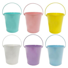 (Purple) Pastel Colour Metal Easter Buckets With Handle Home Decor Plants Party Favours-hy