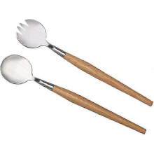 Wuzhou Salad Fork And Spoon, Salad Servers Set Salad Spoon with Wood Handle Wooden Handle Fork for Home Kitchen (1set (2pcs))