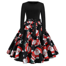 (S, COLOR 2) Christmas Dresses, Women Vintage Long Sleeve Evening Party Prom Dress-Good