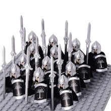 13-Piece Medieval Military Castle Dragon Knight Armored Roman Soldier Warrior and Elf Guard Figures with Weapons Building Blocks