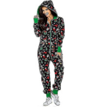 (L, Green) Women Christmas Onesie One-piece Zip Jumpsuit Hoodie Playsuit Pyjamas Xmas Nightwear Loungewear-mxbc-Good