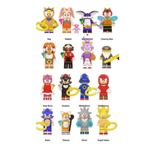 (16pcs-B) 24pcs Sonic The Hedgehog Minifigure Kid Toy Gift