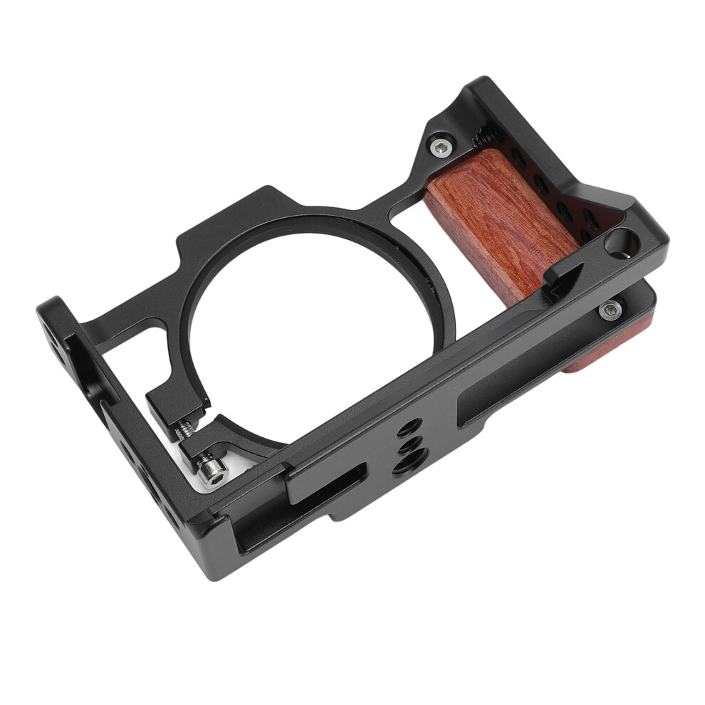 Camera Cage With Wood Handle 3/8In 1/4In Screw Cold Shoe Mount Aluminum Alloy Metal Protective Video Rig Replacement For Zv-1 Ii Zv-1F 8021326147462