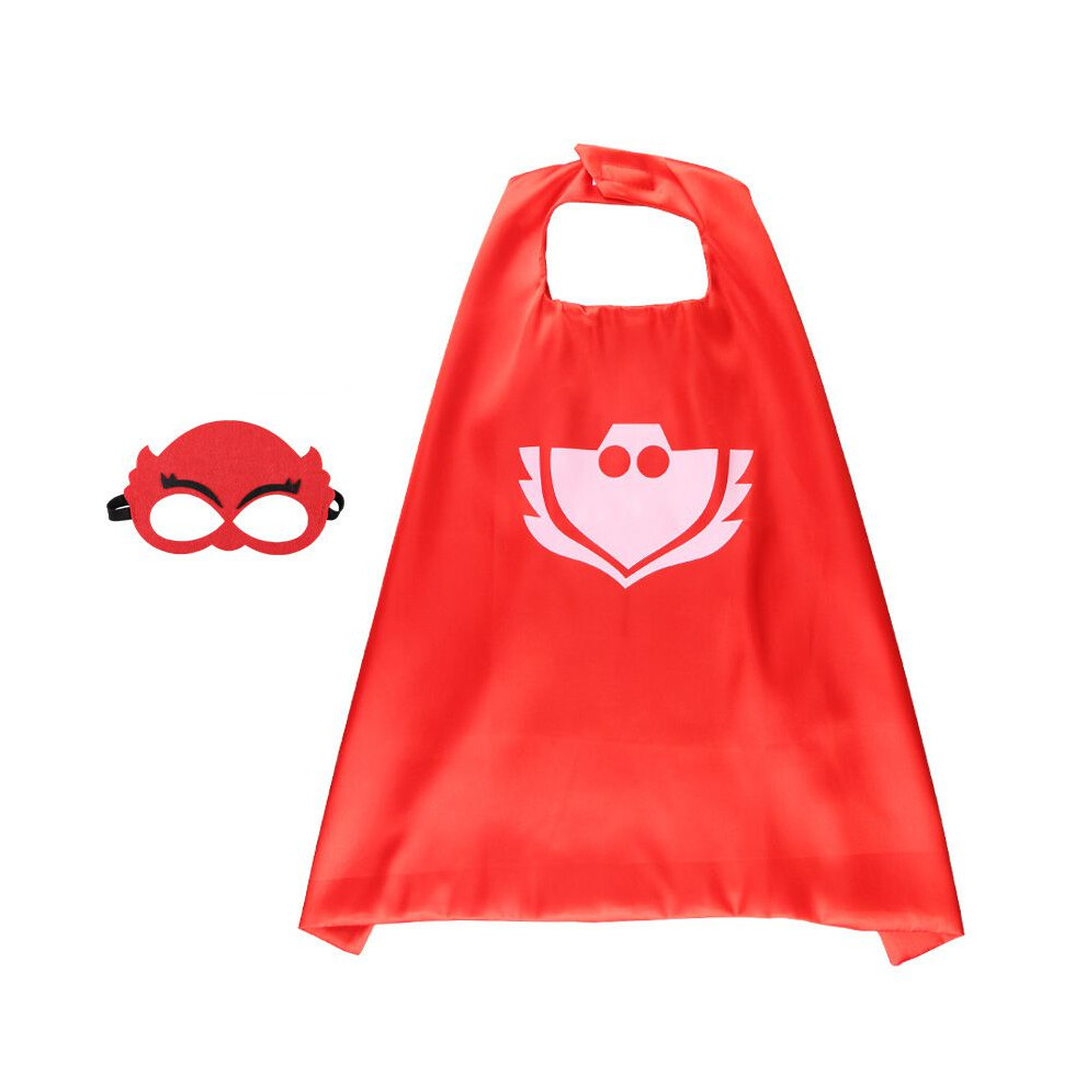(Red Cape+Mask, 70*70cm/27.56*27.56in) Noblekids Mask Pj Costume Catboy Owlette Gekko Cape Mask Halloween Dress Fancy