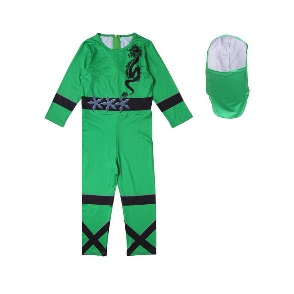(Green Jumpsuit+Headcover,130cm)Déguisement garçon power ninja arts martiaux japonais samouraï guerrier robe fantaisie