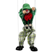 (Green) Clown Hand Marionette Puppet Toys Children's Wooden Colorful Marionette Puppet Doll Parent-child Interactive Toys