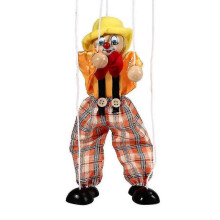 (Yellow) Clown Hand Marionette Puppet Toys Children's Wooden Colorful Marionette Puppet Doll Parent-child Interactive Toys