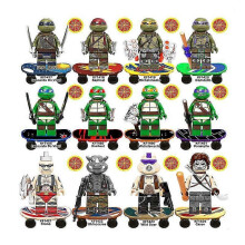 12pcs Teenage Mutant Ninja Turtles Series Raphael Leonardo Michaelangelo Donatello Minifigure Mini Assembled Building Block Toy Kids Gift