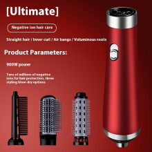 (Three-in-one (red)) 5-in-1 multi-functional styling hair dryer that dries, curls, straightens, waves and volumizes for shiny, frizz-free results. Lightweight design.