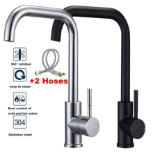 Black 360° Modern Kitchen Sink Mixer Taps Swivel Spout Single Lever Tap Mono Faucet