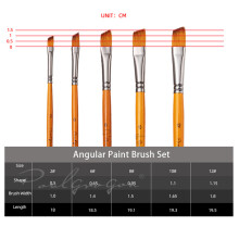 Set de 5 pinceles angulares de pelo de nylon para artistas - Filbert