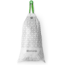 Brabantia PerfectFit Bin Liners (Size G/23-30 Litre) Thick Plastic Trash Bags with Tie Tape Drawstring Handles (40 Bags)
