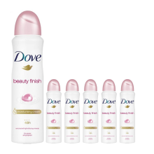 6 x 150ml Dove Beauty Finish Anti-Perspirant Deodorant Body Spray