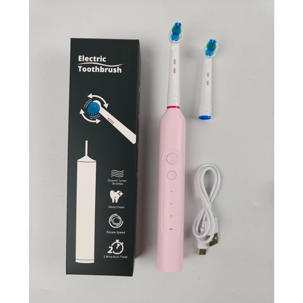 (Pink, 4 brush heads + charging cable) Smart Rotating Electric Toothbrush â Rechargeable, 360 Rotation, IPX7 Waterproof | Wireless Charging, 5 Brush-image-OPC-PHY8PNV-NEW