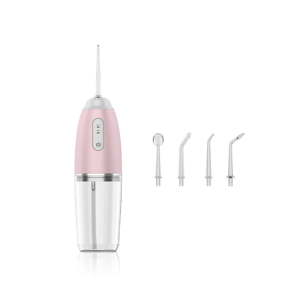 (Pink four nozzles) Portable Water Flosser - Cordless Oral Irrigator for Home and Travel, Dental Water Flosser | Rechargeable Oral Care Tooth Cleaner,