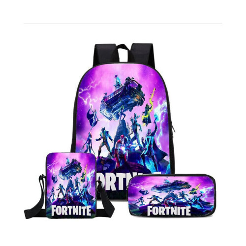 (06) Fortnite Game School Bag Backpack Lunch Bag Pencil Case 3PCS