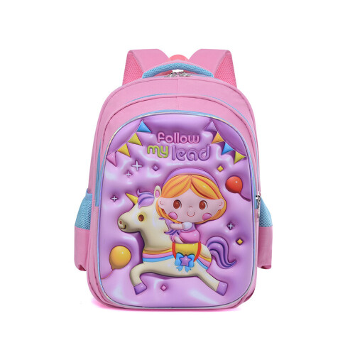 Zaino Scolastico 3D Per Bambini Con Motivo Cartone Animato - Set 3 Pezzi: Zaino, Borsa Termica E Astuccio - Impermeabile, Rosa, Taglia Media