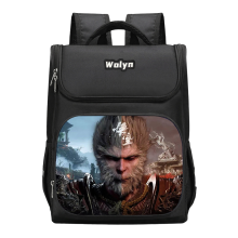 (Stile K) Zaino per bambini con motivo Myth Wukong nero, grande capacità, in tessuto Oxford