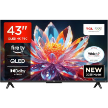 TCL 43T6C-UK 43inch QLED 4K HDR TV, Fire TV (Smart TV with Dolby Vision & Atmos 2025 New Model