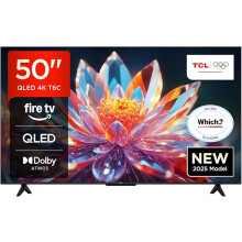 TCL 50T6C-UK 50 QLED 4K HDR TV, Fire TV (Smart TV with Dolby Vision Atmos HDR10+, Press Ask Alexa, 2025 New Model