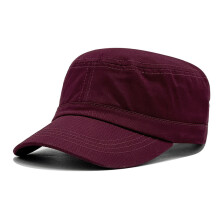 (Burgundy) Solid Simple Color Casual Neutral Cotton Duckbill Cap For Daily Outdoor Use