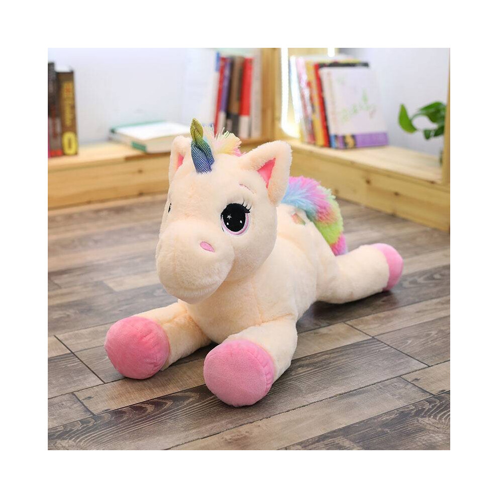 (, 40Cm) Rainbow Unicorn Plush Doll With Embroidery Design Suitable For Gifts Holiday Beige