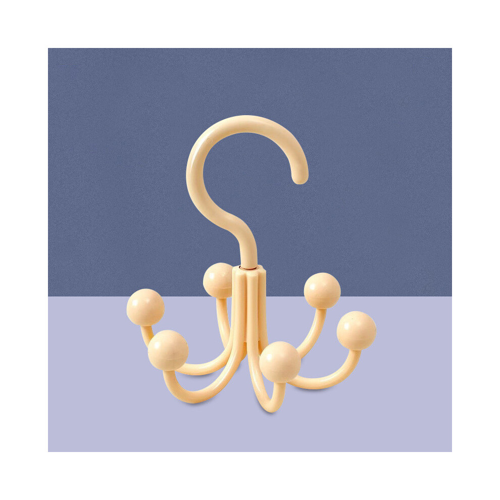 (Apricot) Claw Six Rotating Hook Household Clothing Holder Multifunctional Rack Storage-image-OPC-PHY9Z5N-NEW