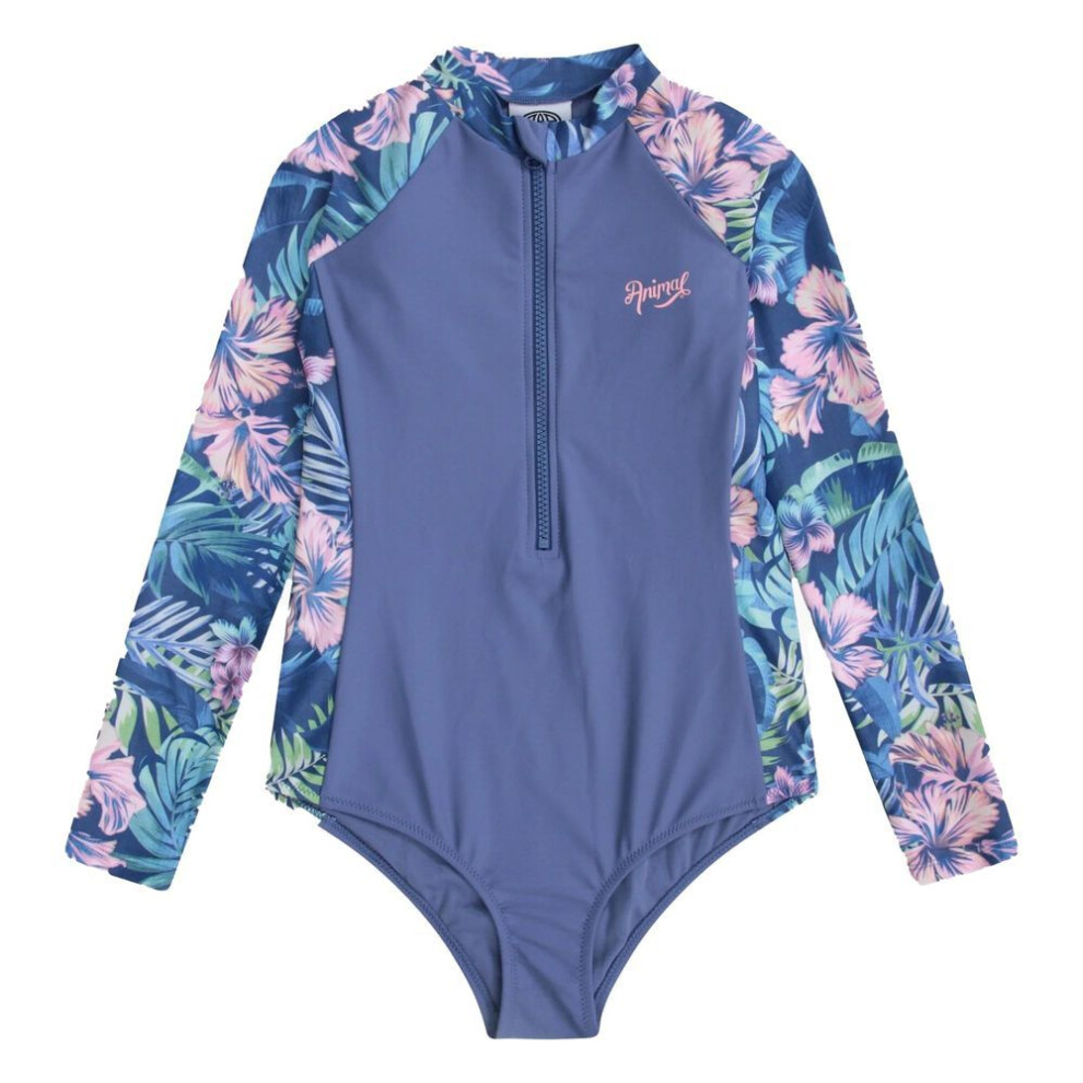 (purple, 5-6 Years) Animal Childrens/kids Gala Tropical Floral One Piece Swimsuit