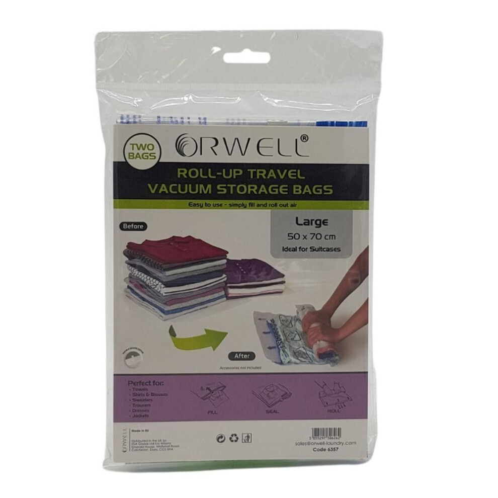 Orwell Roll-up Travel Vacuum Storage Bags Large 50 X 70cm 2pk