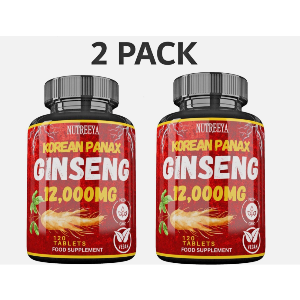Korean Ginseng 12,000mg, 2 Pack, Panax Ginseng, Super Strength, Amazing Value