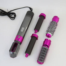 (Five-in-one dark version) 5-in-1 Hot Air Brush and Curling Iron Set - Automatic Curling Iron with Multiple Attachments, Hair Dryer and Curling Iron Combo (Dark Edition)