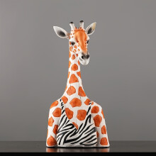 (342-2 Ladies Giraffe) [Vintage Animal Statue, Elegant Figurines] 1pc Elegant Vintage Animal Statue - Zebra & Giraffe Resin Figurines In Suit And Dress