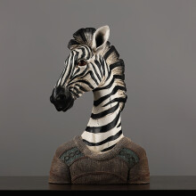 (341-1 Wear Sweater Zebra) [Vintage Animal Statue, Elegant Figurines] 1pc Elegant Vintage Animal Statue - Zebra & Giraffe Resin Figurines In Suit And Dress