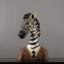 (341-2 Pack Tie Zebra) [Vintage Animal Statue, Elegant Figurines] 1pc Elegant Vintage Animal Statue - Zebra & Giraffe Resin Figurines In Suit And Dress
