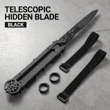 (Black) 3D Printed Rotating Control Upgraded Sleeve Sword | Role-Playing Game Accessory with Interchangeable Blades, Durable Plastic, Ergonomic Grip & String
