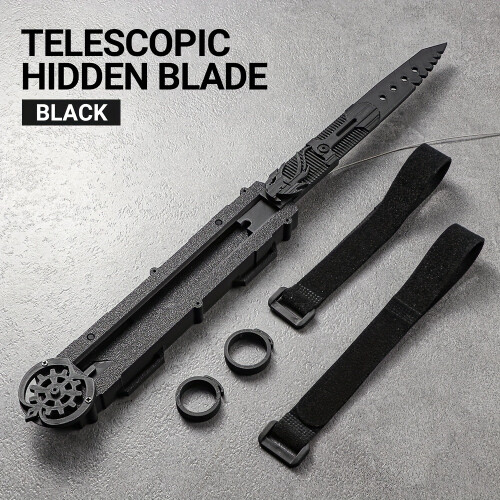 (Black) 3D Printed Rotating Control Upgraded Sleeve Sword | Role-Playing Game Accessory with Interchangeable Blades, Durable Plastic, Ergonomic Grip & String