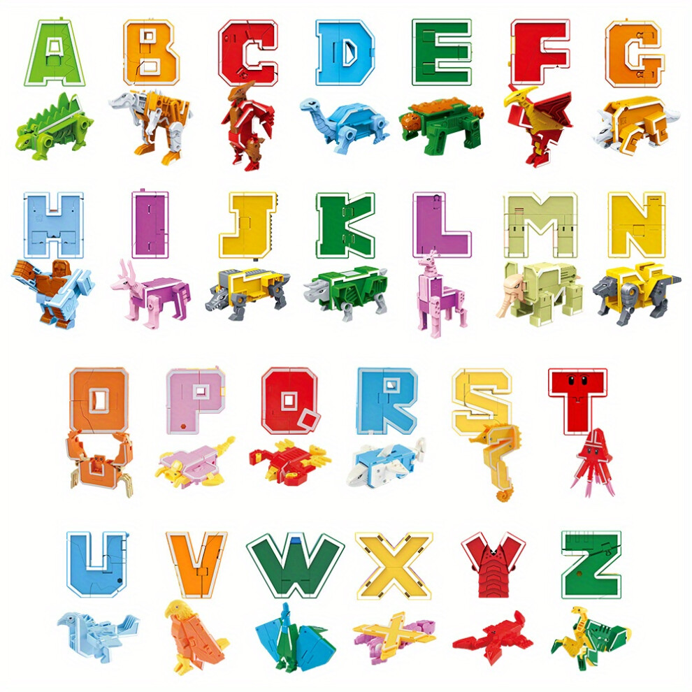 Photos - Educational Toy 26pcs Alphabet Puzzle Set, Letter Morphing with Dinosaur & Robot Designs, for Kids, Letter(Letter A-Z set)
