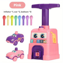 (pink) Colorful Kids' Balloon Car Launcher Toy | Inflatable Hand-Powered Vehicle With Preschool Science & Aerodynamics Learning, Mixed Colors