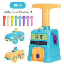(Blue) Colorful Kids' Balloon Car Launcher Toy | Inflatable Hand-Powered Vehicle With Preschool Science & Aerodynamics Learning, Mixed Colors