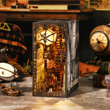 (Uncle Pete's Warehouse) 1pc, DIY Book Nook Miniature Kit, DIY Dollhouse Book Nook Bookshelf Insert Decor Alley, 3D Wooden Puzzle, Uncle Peter's Warehouse/Dark Family