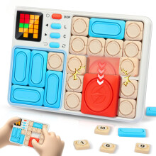 (white) 500  Challenges 7 Difficulty Levels Interactive Sliding Puzzle Game - Educational Travel Toy with Storage Area, Ideal for Birthday and Christmas Gifts