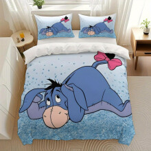 (Multicolor, king(230cm*220cm)) Authorized 3pcs Eeyore & Winnie the Pooh Bedding Set - Cute Cartoon Lightweight Soft Flannel with Zipper Closure, Includes Duvet Cover