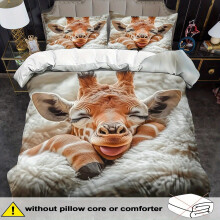 (White, 229cm*229cm) 2/ 3pcs Quilt Cover Set, Sleeping Animal Giraffe Print Duvet Cover Set, King Queen Style Bedding Set, Polyester Machine Washable