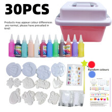 (Pink, 30pcs/set) 30pcs/set Magic Water Fairy DIY toy set with 12 kinds of magic gels and 12 kinds of molds, ABS material
