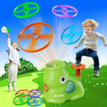 (Green) Outdoor Toys, Kids' Elephant Flying Saucer Launcher, Pop-Up Flying Disc Shooter Toy For Chase Games, Indoor And Outdoor Fun