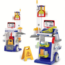 (?Blue?Cleaning Tools - With Vacuum Cleaner 22pcs) Children's Mini Cleaning Cart Realistic Sweeping and Mopping Vacuum Cleaner Set, Pretend Play Toy for Girls and Boys Aged 3 to 8 Years Old