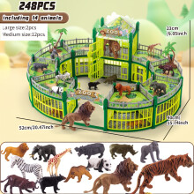 (Green, ?248PCS?Circular building with 14 animals (2 large, 12 medium)) A Realistic Animal Figure Toy Set Designed for Boys, Featuring Wild Animal Models Like Pandas, Lions, Tigers, And Elephants for Building Play in