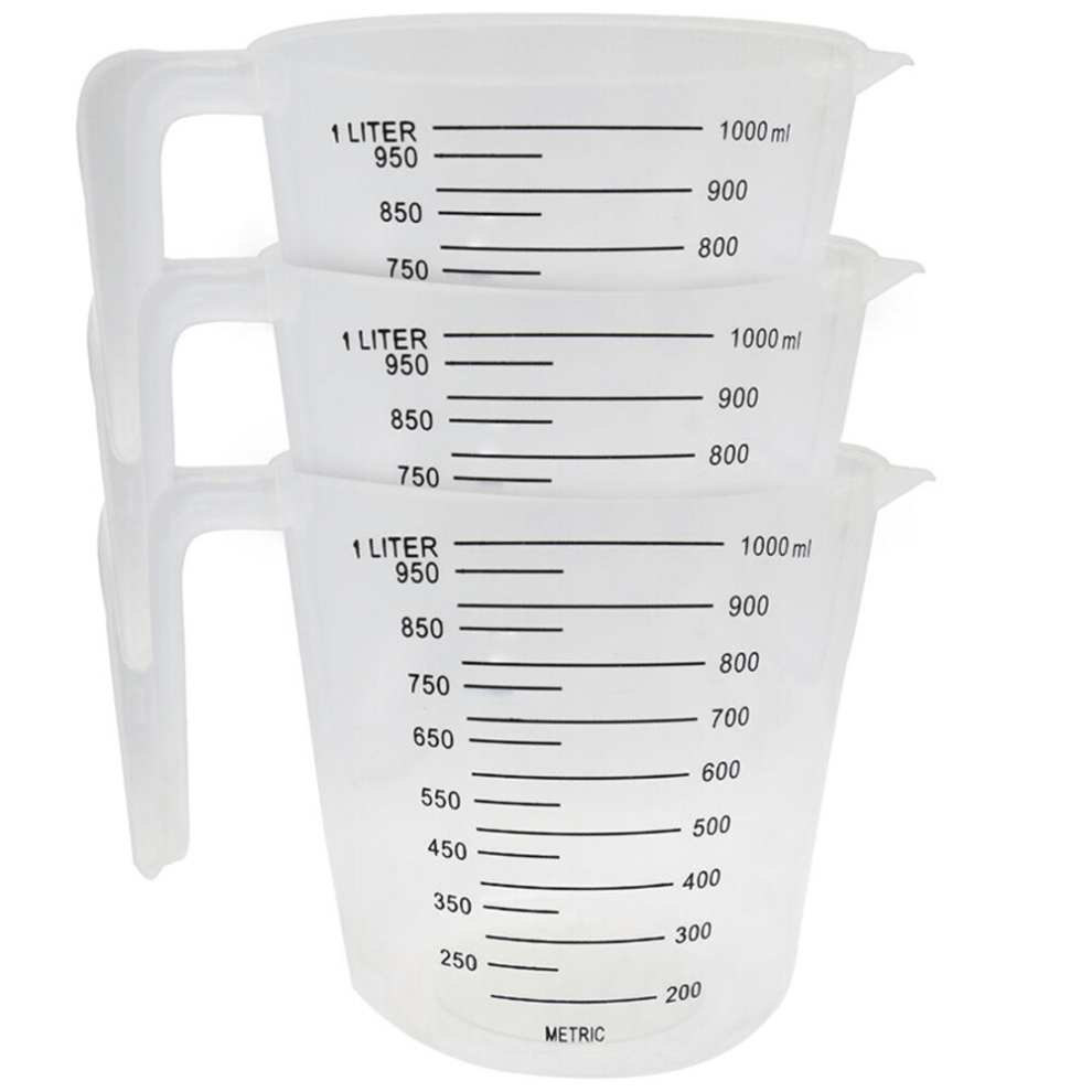 Yeepano (3Pcs) 1L Measuring Jug Set Of 3 – Stackable Plastic Cups With Handle And Visible Markings For Cooking, Baking, Mixing, Pouring