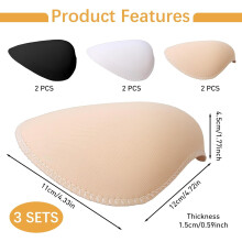 Set de 3 Pares de Hombreras para Costura - Espuma de Alta Densidad Refuerza Hombros en Camisas, Chaquetas y Vestidos, Lavable y No Deformable